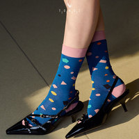 Chaussettes décontractées de luxe pour femmes en coton doux jacquard, respirantes, antibactériennes et confortables pour un usage quotidien