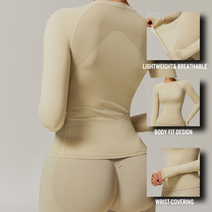 Áo tập Yoga tay dài liền mạch cao cấp dành cho nữ, thoáng khí, nhẹ, thích hợp cho tập luyện, chạy bộ, thể dục thể thao. - Product Image 2