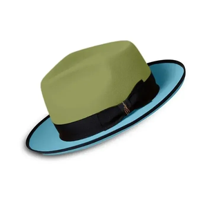 Green blue <b>Wool</b> Fedora Hat With Black Band Unisex Adult Casual Spring Summer 56-58CM Fashion Style - Product Image 2