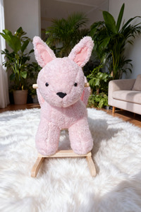 Chaise à <span class=keywords><strong>bascule</strong></span> en <span class=keywords><strong>peluche</strong></span> lapin rose pour tout-petits-Rocker en <span class=keywords><strong>peluche</strong></span> douce pour enfants de 1 à 3 ans, cadeau bébé sûr et mignon - Product Image 2