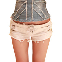 Short en jean déchiré taille basse coupe droite pour femme, style européen/américain, sexy et audacieux, idéal pour l'été