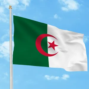 Kustom dekoratif peta dua sisi dari bendera nasional Aljazair dunia untuk kamar