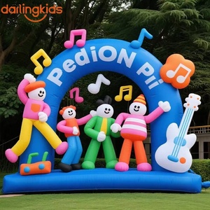 Arche gonflable géante sur le thème de la musique avec groupe de dessins animés, guitare et notes de musique, arche gonflable colorée pour festivals en plein air, concerts - Product Image 1