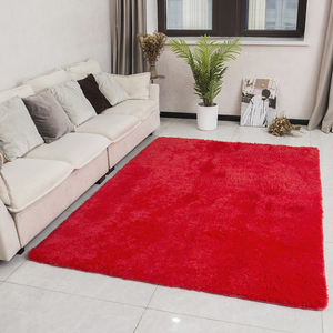 Tappeti ispessiti di pelliccia rossa di alta qualità per soggiorno, di lusso di grandi dimensioni per pavimenti arruffati tappeti per la casa decorazione della camera da letto - Product Image 1