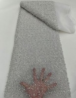 Chic Designs Appliqued Dentelle Tissu Paillettes Scintillantes Perles Dentelle Matériel pour Robes De Soirée