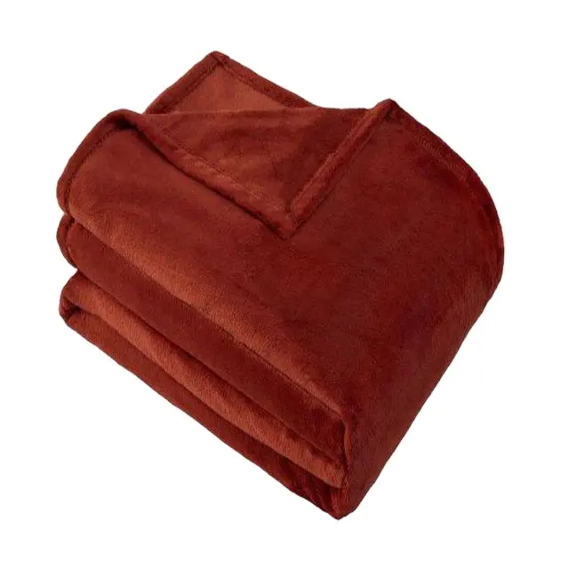 Aksu Wellsoft Twin Blanket Prêt à Expédier Couleur Fraîche Portable Doux Flanelle Couvertures Couleur Bordeaux 200X220 cm % 100 Polyester