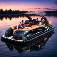 Bateau ponton de luxe en aluminium Kinocean à prix de gros, avec un look sportif, une barrière et un salon avant avec table pour 12 passagers