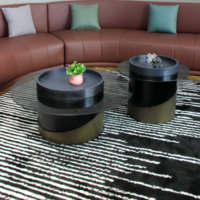 Ensemble de 2 tables basses modernes de luxe, rondes, en verre trempé, avec base dorée, pour salon, maison, hôtel