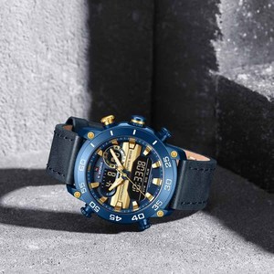 NAVIFORCE 9235 BGNGN nuovo orologio da polso sportivo da uomo al quarzo impermeabile orologio digitale a doppio <span class=keywords><strong>Display</strong></span> orologi - Product Image 3