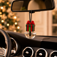 Diffuseur de voiture de Noël 10 ml, flacon compte-gouttes en verre avec couvercle en cristal, diffuseur de parfum à suspendre