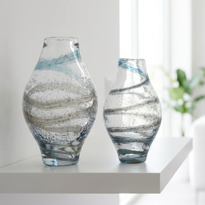 Vasi in Vetro Soffiato a Mano Blu Ghiaccio Beige a Spirale a Bolle a Forma di Oliva Centrotavola <span class=keywords><strong>per</strong></span> Tavolo da Pranzo Casa Moderna - Product Image 3
