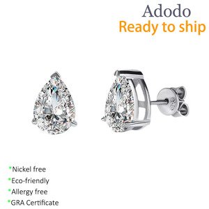 Gioielli in Moissanite all'Ingrosso, Orecchini a Perno in Argento 925 con <span class=keywords><strong>Diamante</strong></span> a Goccia da 1 Carato, Certificato GRA, VVS1, Stile Coreano per Donne - Product Image 1
