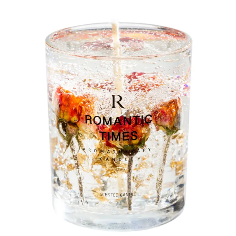 Luxury Clear Gel Candles Dried Flower Jelly Scented Candles in Glass Jars for Wedding Birthdays