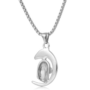 Collar yunnique con colgante de calavera de luna para hombre, collar de acero inoxidable, diseño geométrico a la moda, cadena de 60cm - Product Image 3