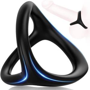 Silikon Penis yüzük erkekler için 3 in 1 Ultra yumuşak sıkı horoz halka Penis büyütücüler seks oyuncak erkekler için - Product Image 1