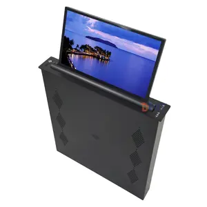 Conference System 15.6 Inch Desk Pop Up Lcd Monitor Lift With Retractable Screen