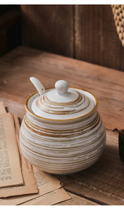 돼지 기름 탱크 세라믹 고온 저항 오일 칠리 페퍼 탱크 가정용 주방 소금 조미료 탱크 - Product Image 6