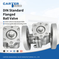 Válvula de bola con brida DIN Carter OEM de acero al carbono WCB, accionamiento eléctrico, asiento metálico, para vapor y gas a alta temperatura, paso completo PN40