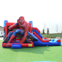 Maison gonflable commerciale de super-héros de l'aventure Spiderman avec toboggan à vendre