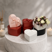 Boîte cadeau de haute qualité avec nœud, boîte à fleurs en papier perlé en forme de cœur, lot de 3 pièces, boîte d'emballage cadeau personnalisée