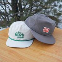 Casquette de baseball personnalisée à 5 panneaux en nylon non structuré avec cordon et patch brodé, pour adultes unisexes, sangle réglable