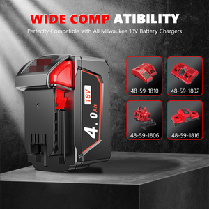 Batterie Li-ion VICTPOWER 18V 4.0Ah de remplacement pour outils électriques sans fil Milwaukee M18, compatible avec plus de 200 outils, OEM ODM - Product Image 3