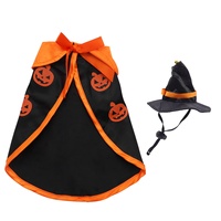 Costume d'Halloween pour animaux de compagnie : Cape et chapeau pour chien, motif citrouille, toutes saisons, style européen-américain, vêtements de transformation pour petits et moyens chiens