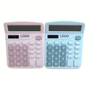 เครื่องคิดเลขตั้งโต๊ะแบบมีโลโก้สั่งทำได้ หน้าจอ LCD ขนาดใหญ่ เครื่องคิดเลขสำนักงาน เครื่องคิดเลขอิเล็กทรอนิกส์ สีชมพูและสีฟ้า - Product Image 1