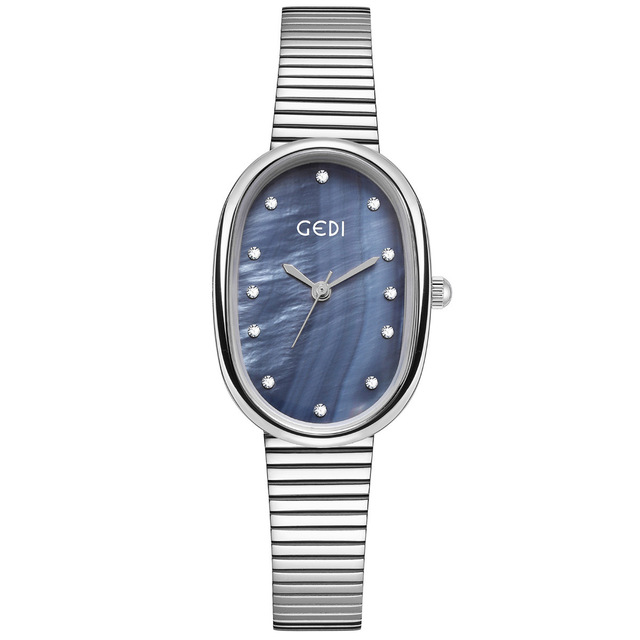 GEDI Deep Mother-of-Pearl Alloy Oval Bamboo Ashnu Strap Watch Women's Niche High-end Light Luxury Waterproof Quartz Wristwatch