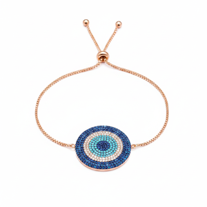 Sapphire and Turquoise CZ Stone Eye Shape Wholesale Handmade Turkish <b>Adjustable</b> Tennis 925 Sterling Silver <b>Bracelet</b> - Product Image 2