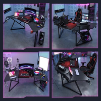 Tables de jeu LED RGB personnalisées de haute qualité Design simple Bureau d'angle en métal pour la vente en gros de jeux de bureau à domicile