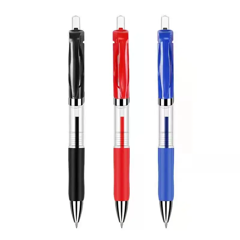 Chinese Factory Student Office Bulk Black Red Blue Plastic Ballpoint Pens Gel Pen