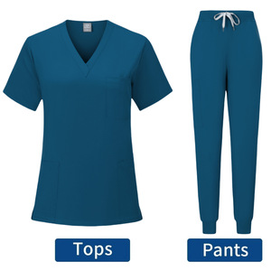 Unisex <b>Scrub</b> Set Moisture Wicking Knitted Split Uniform Hospital Nursing Dental Work Wear S XXL - Product Image 2