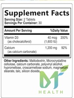 Complément de calcium OEM avec vitamine D3 - 1200 mg de calcium par portion avec D3 - 60 comprimés