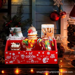 Wooden <b>Christmas</b> Storage <b>Box</b> Square Multi Functional Dessert Tray For Holiday Decoration - Product Image 1
