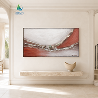 Peinture murale abstraite en pierre naturelle de couleur rouge, peinture acrylique sur toile, peinture artisanale pour la maison