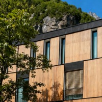 Revêtement en bois massif ignifuge pour les façades des centres commerciaux et des bibliothèques, sûr, durable et facile à installer