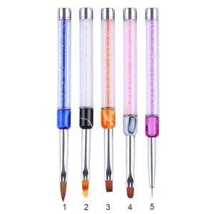 Pinceau à ongles en acrylique à manche rond plat pour dégradé ombré, gel, peinture, décoration, manucure, salon, ensemble d'outils pour nail art - Product Image 3