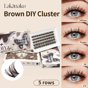 Lakanaku Diy <b>Lashes</b> Puppy Brown <b>Cluster</b> False Eyelashes Reusable 120 Pairs - Product Image 4