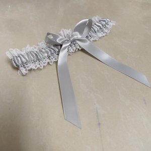 Jarretière de mariée en satin bleu-<span class=keywords><strong>gris</strong></span> pas chère avec nœud décoratif, ceinture de jambe, accessoire cadeau pour demoiselles d'honneur et invitées, fournitures de mariage - Product Image 3
