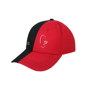 Iki ton 6 Panel özel Logo süblimasyon baskı akrilik beyzbol şapkası Unisex Gorras Flex Fit siyah kırmızı beyzbol şapkası