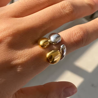 Bagues Chics Dainty J&D pour Femmes en Acier Inoxydable 18 Carats, Style INS, Bagues Volumineuses Double Couche Brillantes