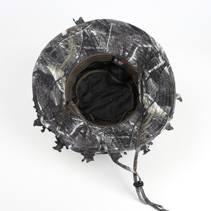 Nouveau design Chapeau bob effet vieilli camouflage jungle feuilles bioniques à large bord, chapeau de soleil pour activités de plein air et entraînement, pour hommes et femmes - Product Image 4