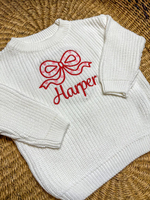 Pull brodé pour la Saint-Valentin pour femmes, cœur personnalisé sur le devant, nœud, style doux, 100% coton