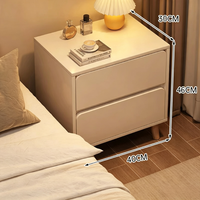 Table de chevet moderne Tenghang à 2 tiroirs avec pieds en bois, style crème, meuble de rangement pour chambre à coucher, idéal pour les petits espaces et salons