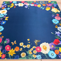 Housse de table de mahjong américaine pliable de luxe de 33,5 pouces, tapis en caoutchouc antidérapant, motif floral vibrant, durable, facile à nettoyer, OEM/ODM Mahjong