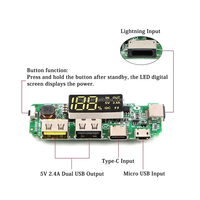 Module de batterie externe à charge rapide 2.4A, carte d'alimentation mobile double USB 2.1A, amplificateur de tension 5V pour batterie lithium 18650