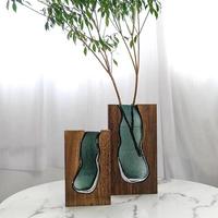 Nouveau vase en bois massif et verre style Art déco, décoration d'intérieur