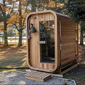 Sauna Esterna Tradizionale di Lusso Finlandese a Roccia Calda, Ibrida a Infrarossi, per 2, 3, 6 Persone, 120x180 cm, in Vendita - Product Image 2