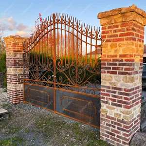 XIYATECH Chine villa professionnelle de luxe utilisé simple arc en <span class=keywords><strong>fer</strong></span> <span class=keywords><strong>forgé</strong></span> décoratif métal portes principales à vendre - Product Image 4